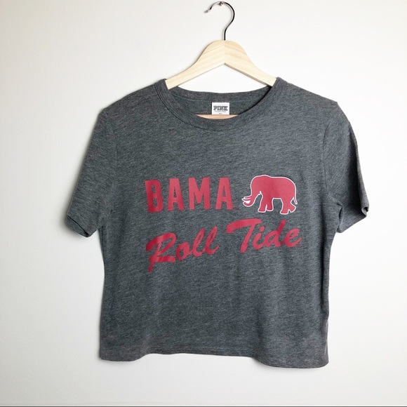 PINK UA Bama Roll Tide Cropped Game Day T-Shirt L - Picture 6 of 9